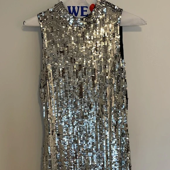 🔥 Ret $895 Alice + Olivia Silver Sequin Malika zip-detailed embellished dress - Picture 6 of 11